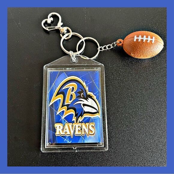 Ravens Football 🏈 Keychain includes Heart Shape Silver Medal Spring. - Picture 1 of 10